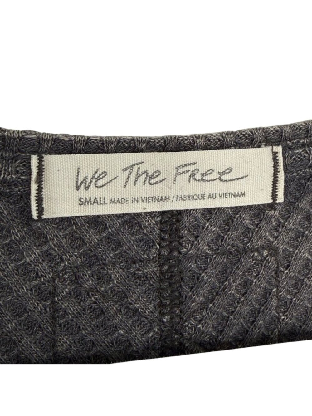 We The Free Charcoal Waffle Knit Oversized V-Neck Top, S - Picture 6 of 7